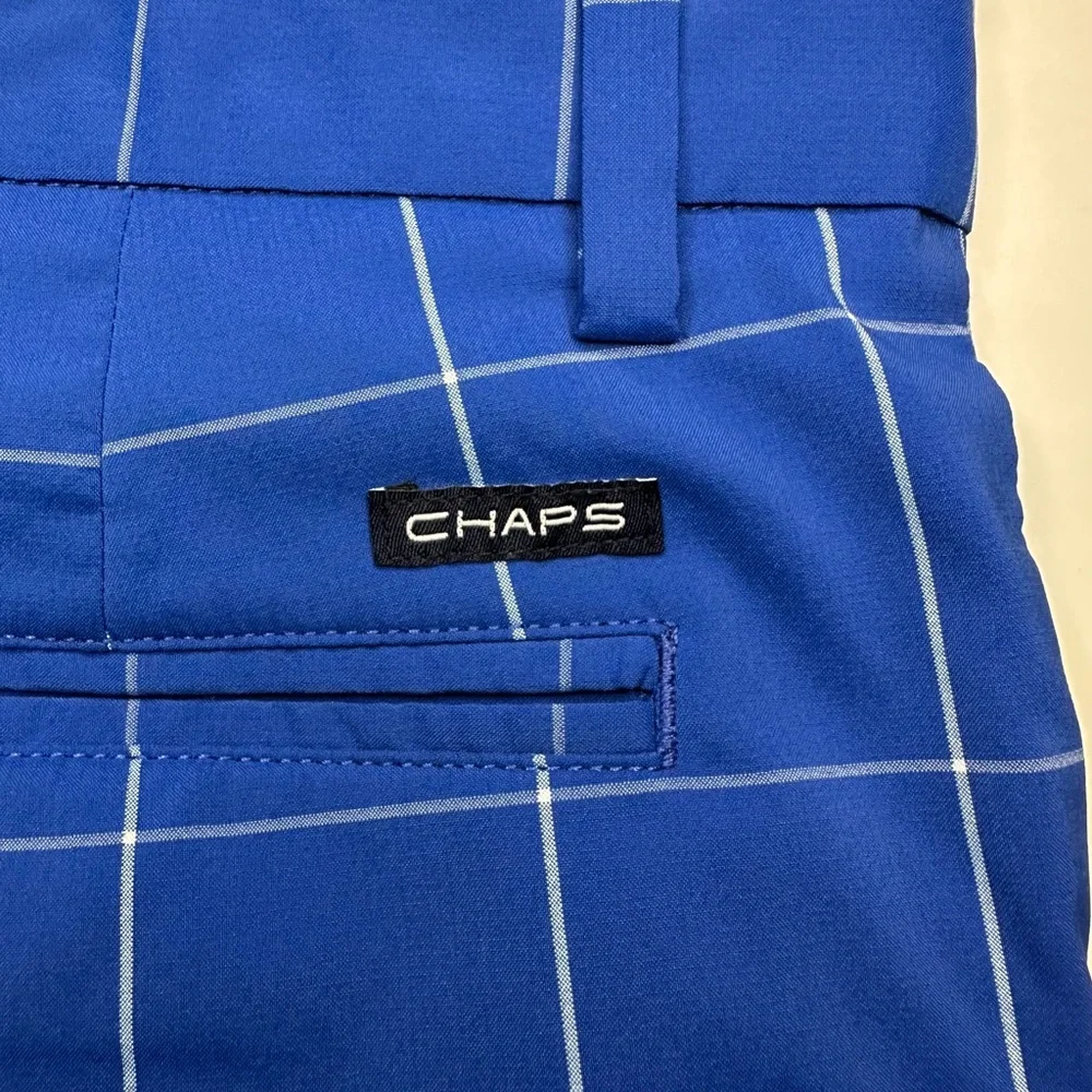 Chaps‎ Golf Shorts Men’s 32 Striped Plaid Blue White Large Athletic